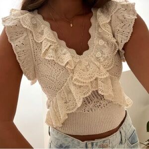 Elegant Cream Lace Women's Top
